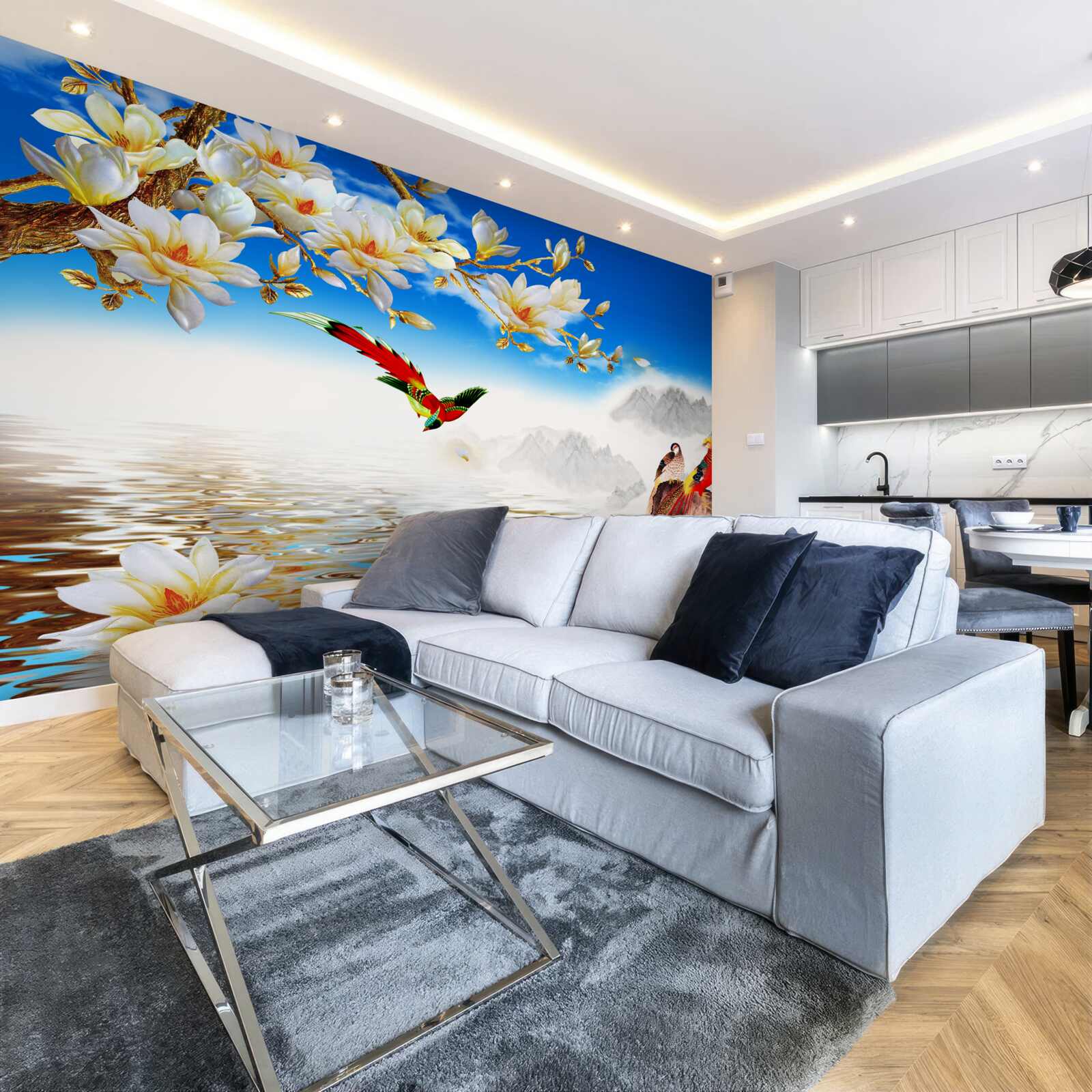 Fotobehang mooie vogels bij de vijver