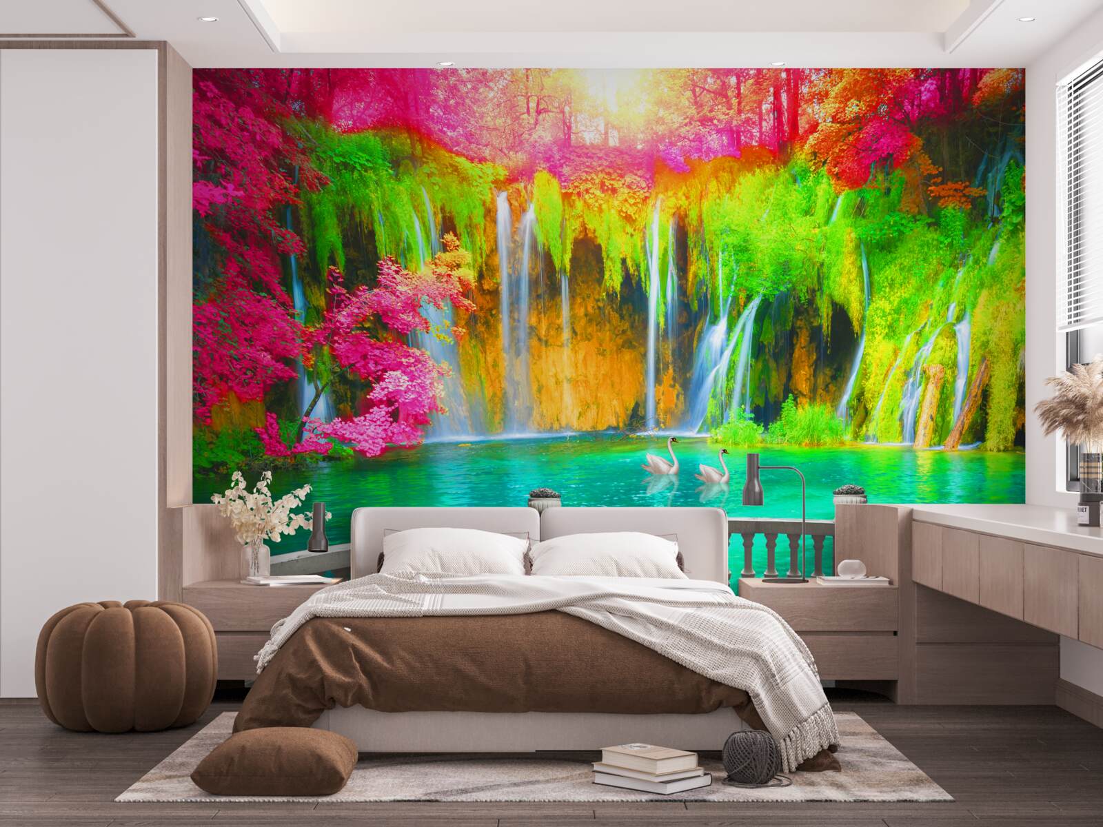 Fotobehang patio met panoramisch uitzicht op het schilderachtige platteland