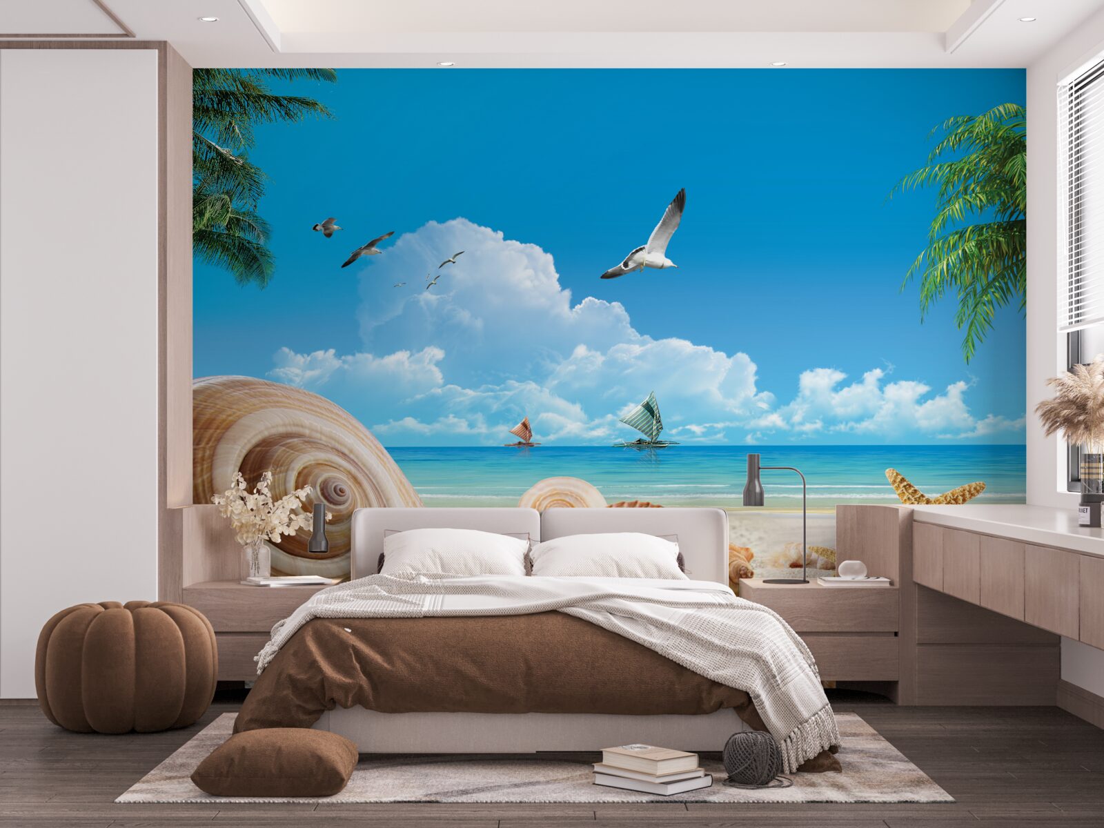 Fotobehang schelpen aan de kust