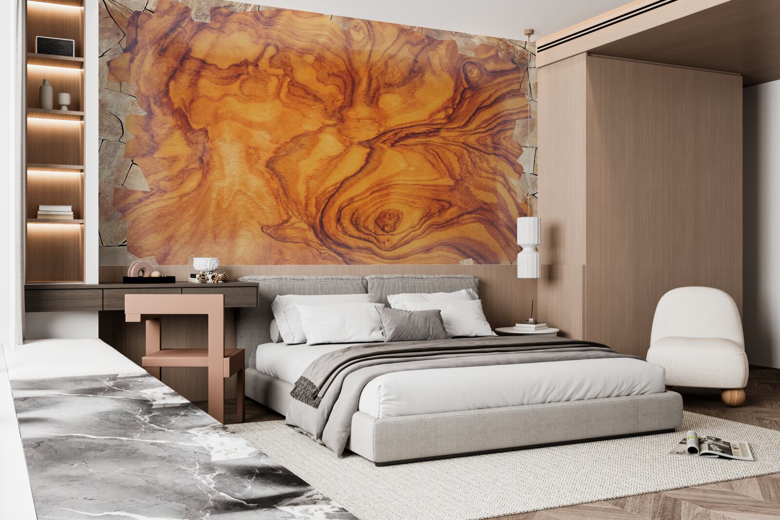 Fotobehang roodbruin hout