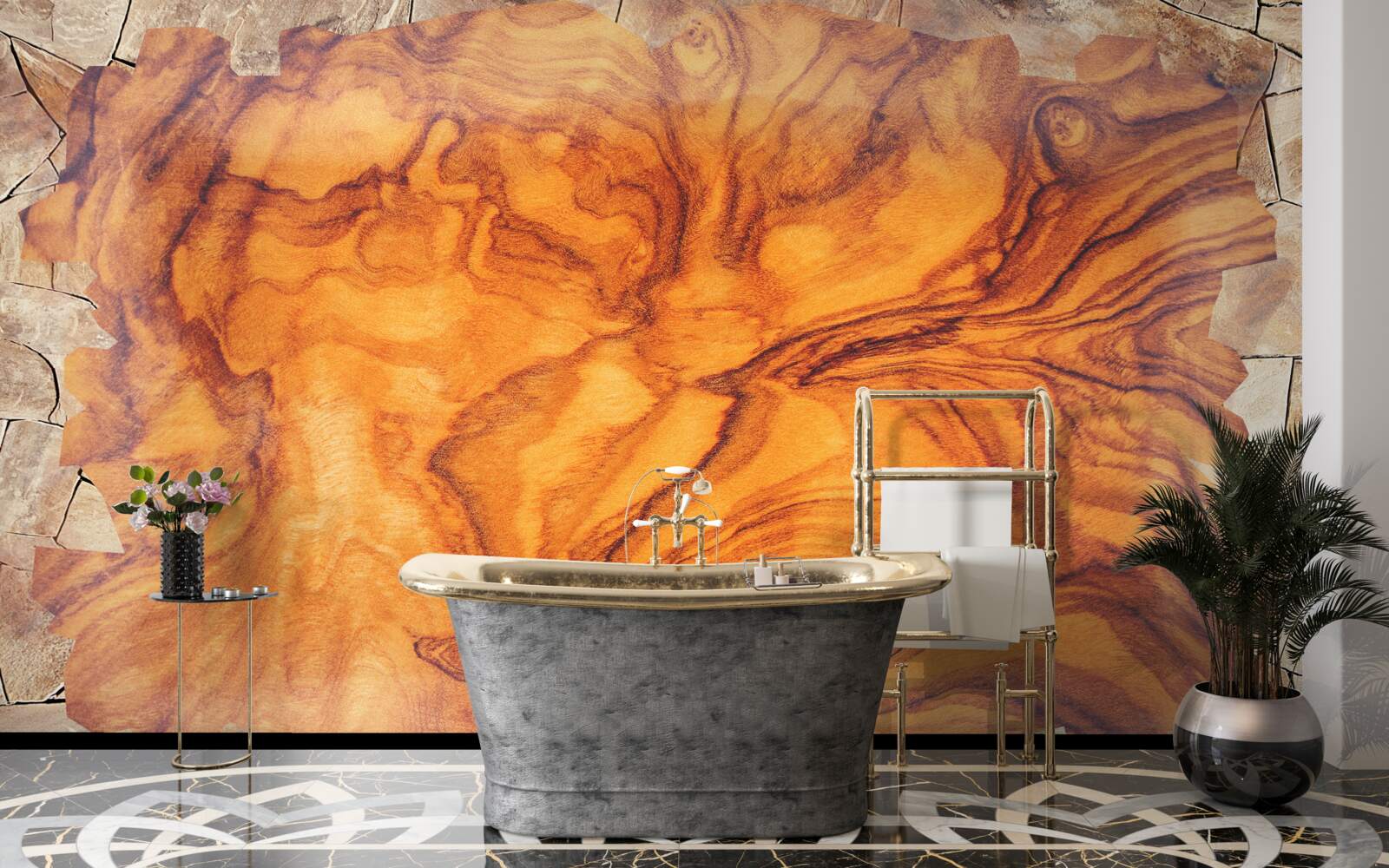 Fotobehang roodbruin hout