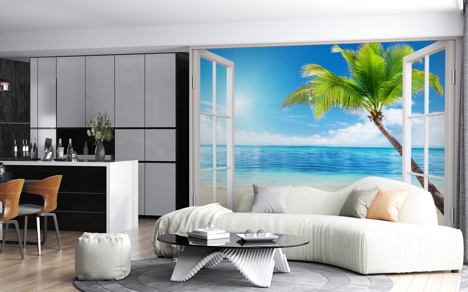 Fotobehang Buiten het raam een exotisch tropisch genot