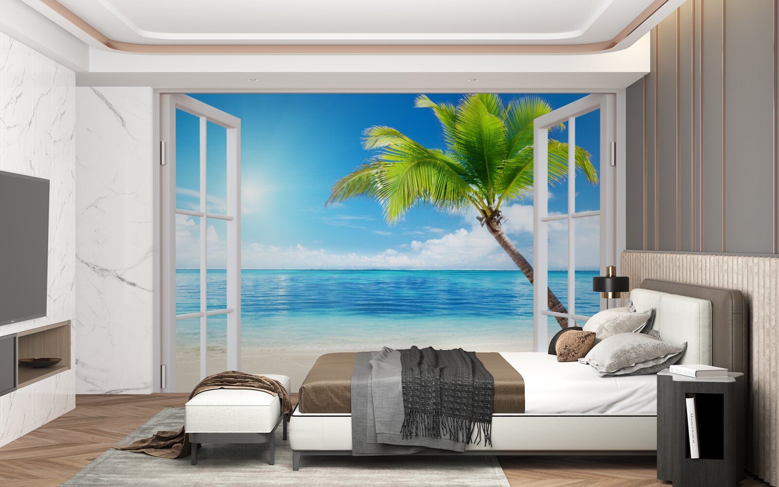 Fotobehang Buiten het raam een exotisch tropisch genot