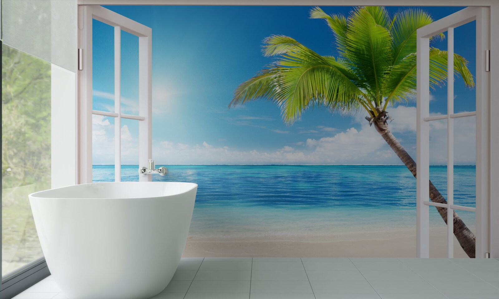 Fotobehang Buiten het raam een exotisch tropisch genot