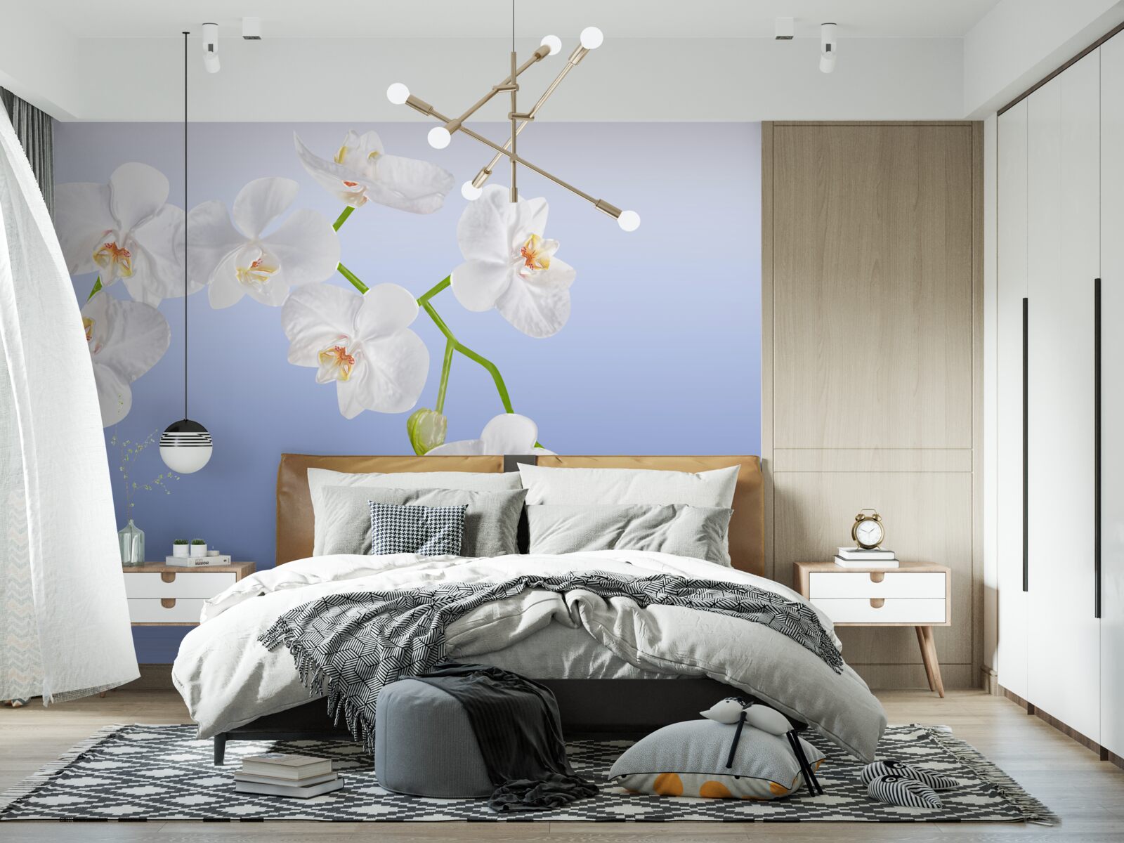 Fotobehang Sneeuwwitte orchidee boven het wateroppervlak