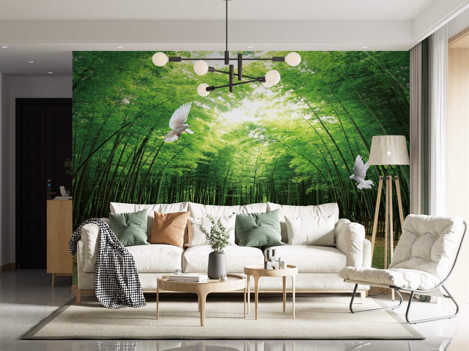 Fotobehang ga de botanische tuin in, aangelegd en bewoond door duiven