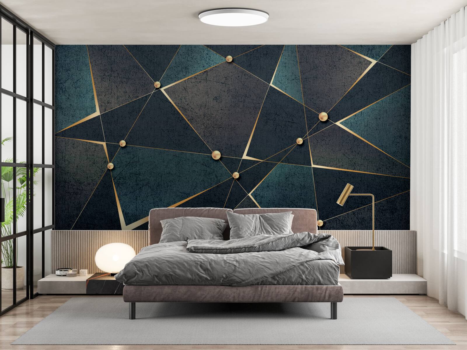 Fotobehang lichtflitsen in de donkere nacht