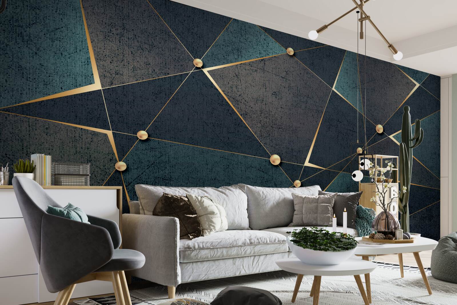 Fotobehang lichtflitsen in de donkere nacht