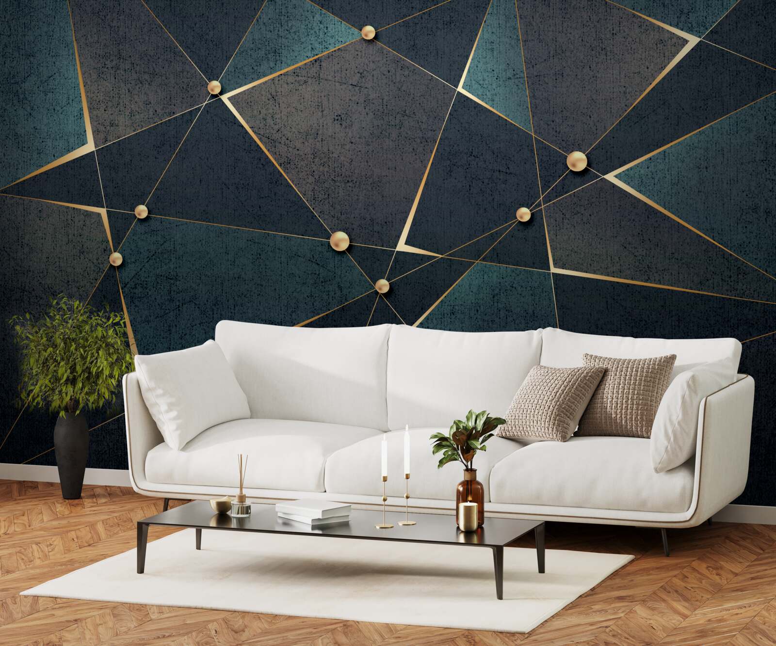 Fotobehang lichtflitsen in de donkere nacht