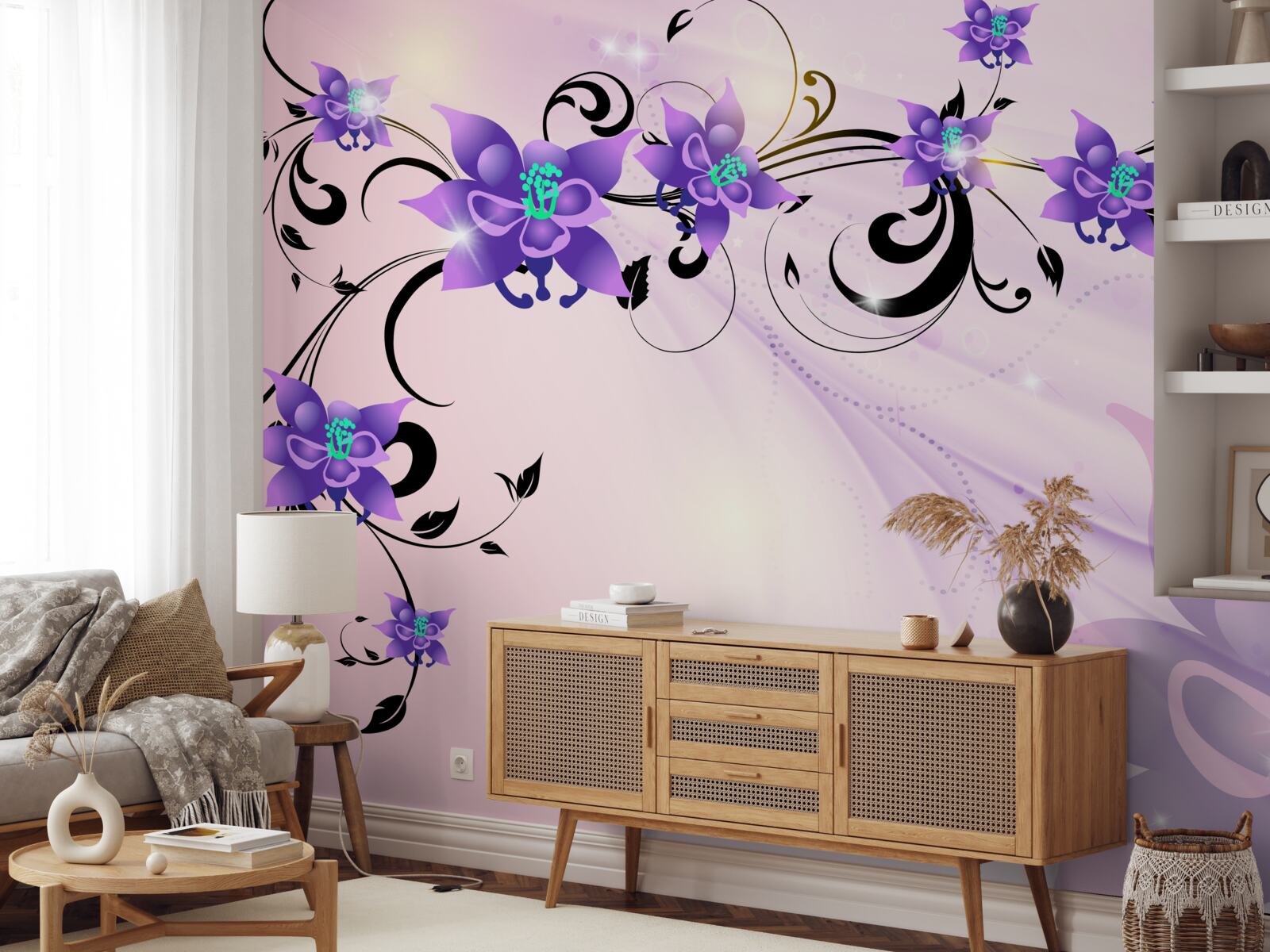 Fotobehang de gloed van paarse bloemen