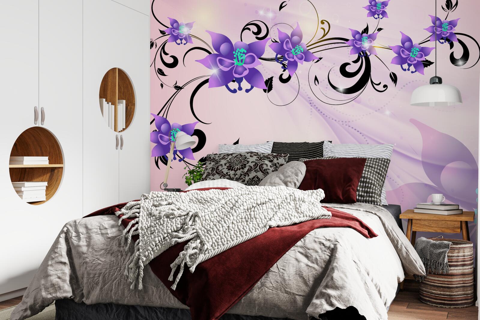 Fotobehang de gloed van paarse bloemen