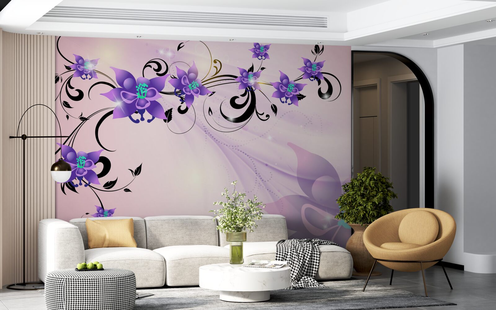 Fotobehang de gloed van paarse bloemen