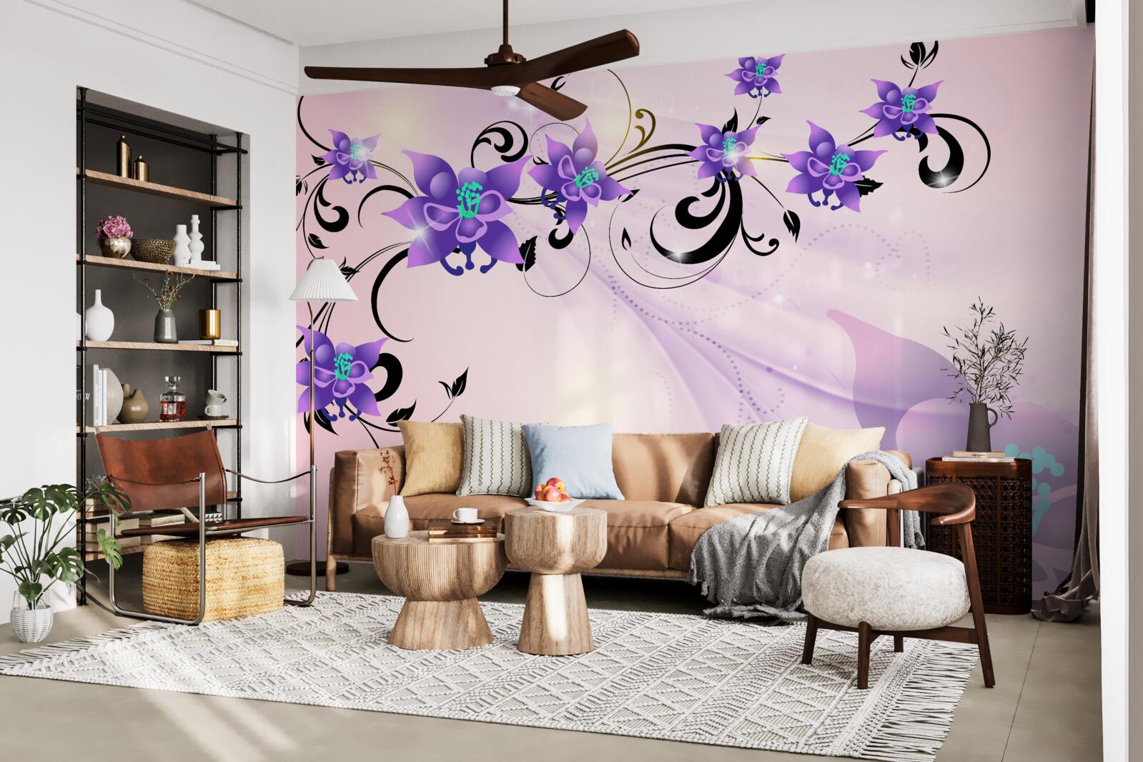 Fotobehang de gloed van paarse bloemen