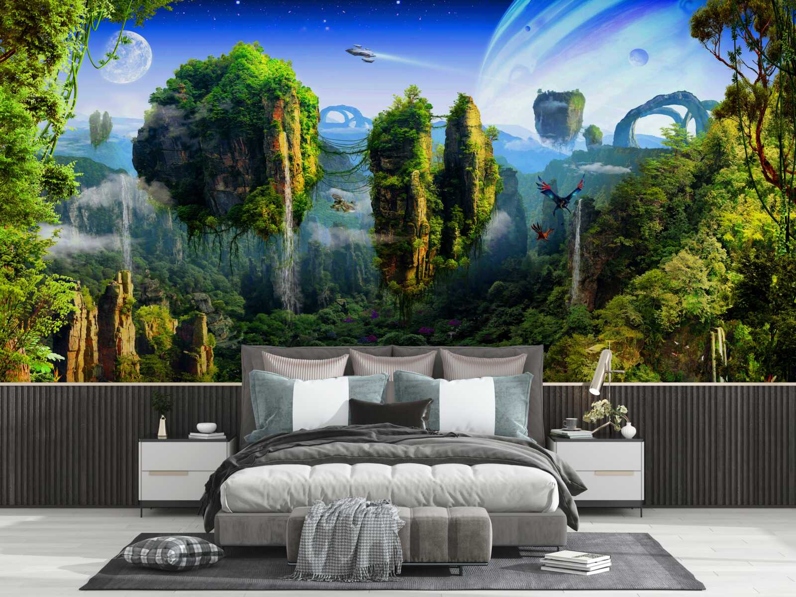 Fotobehang groene stad in fantasiestijl