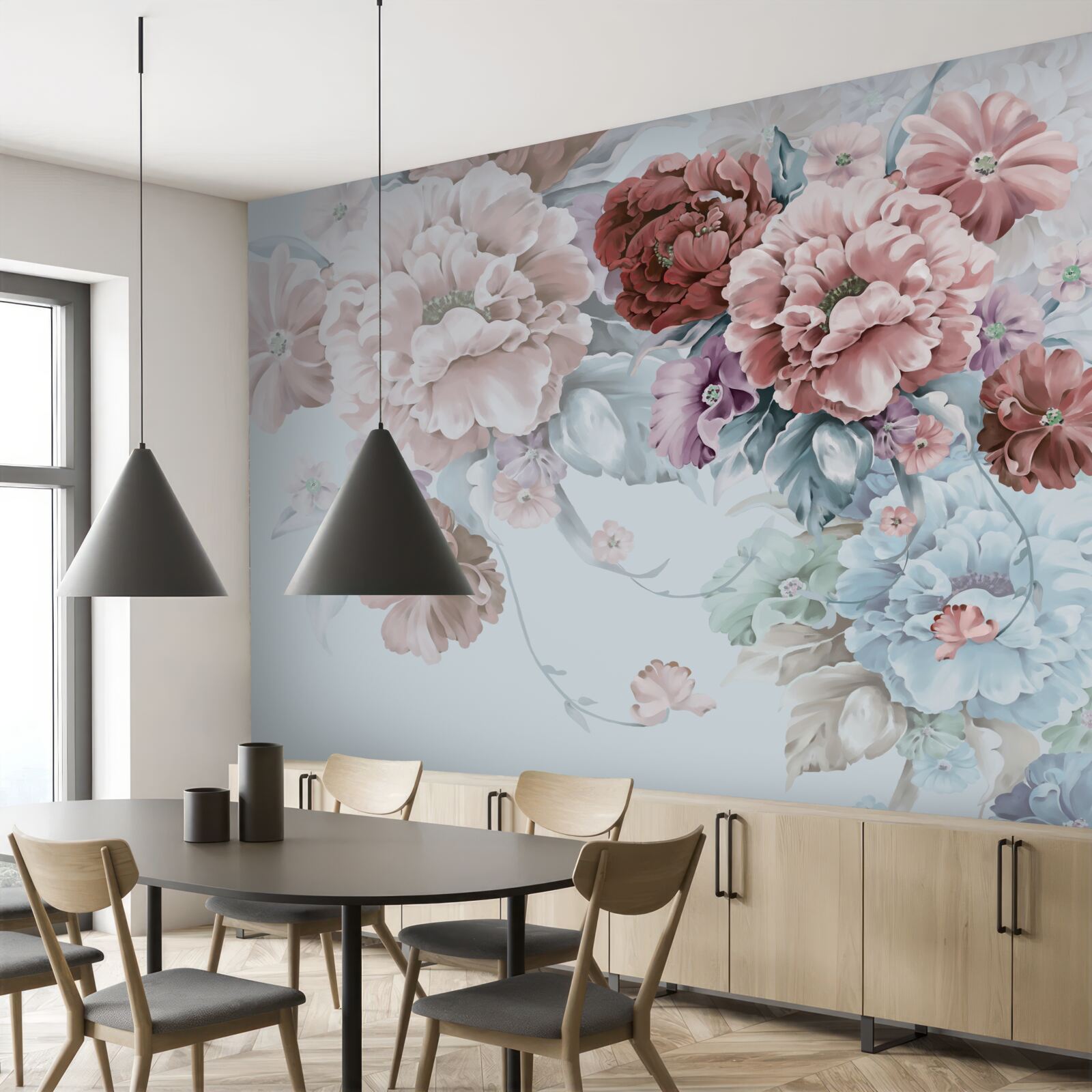 Fotobehang pioenrozentuin