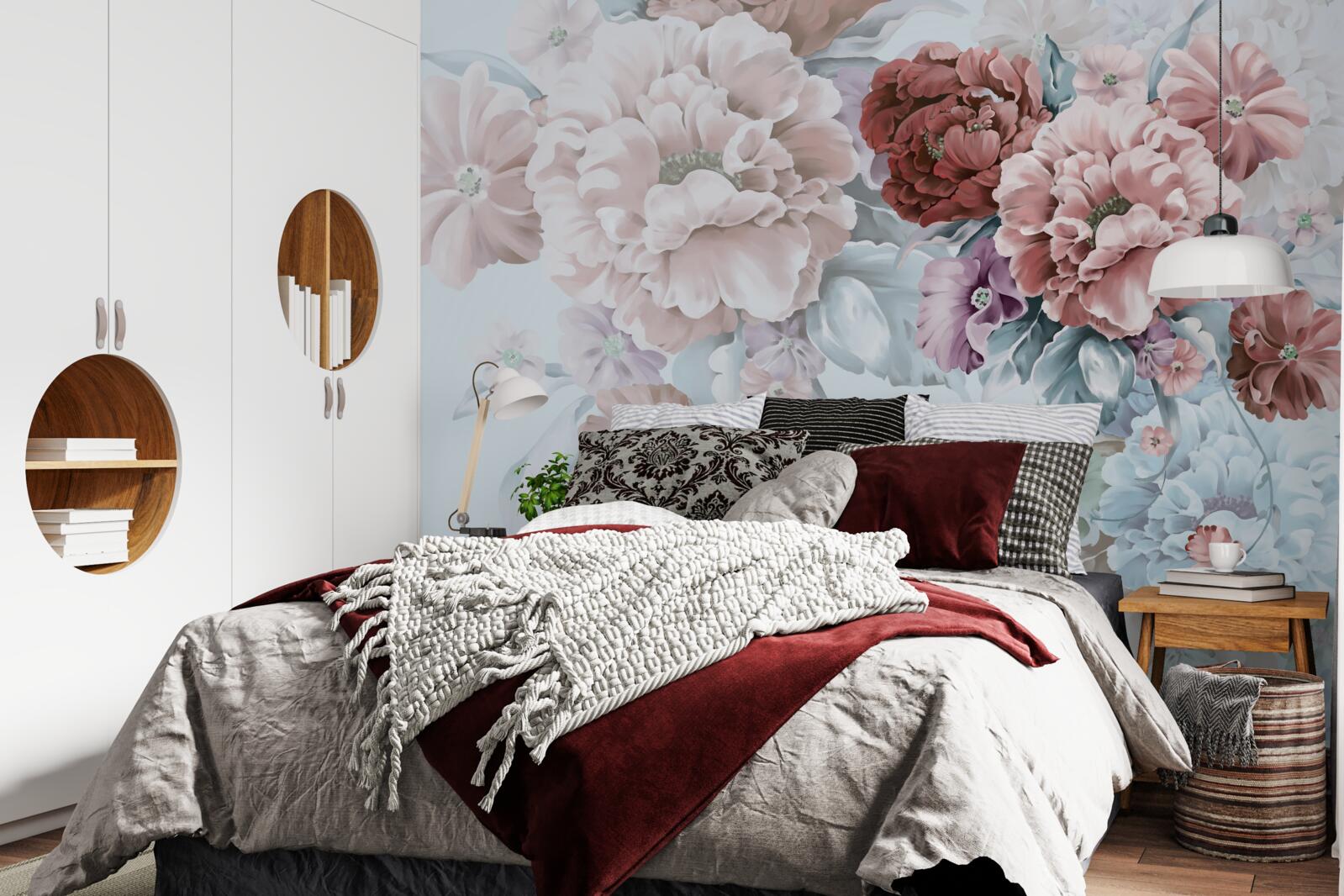 Fotobehang pioenrozentuin