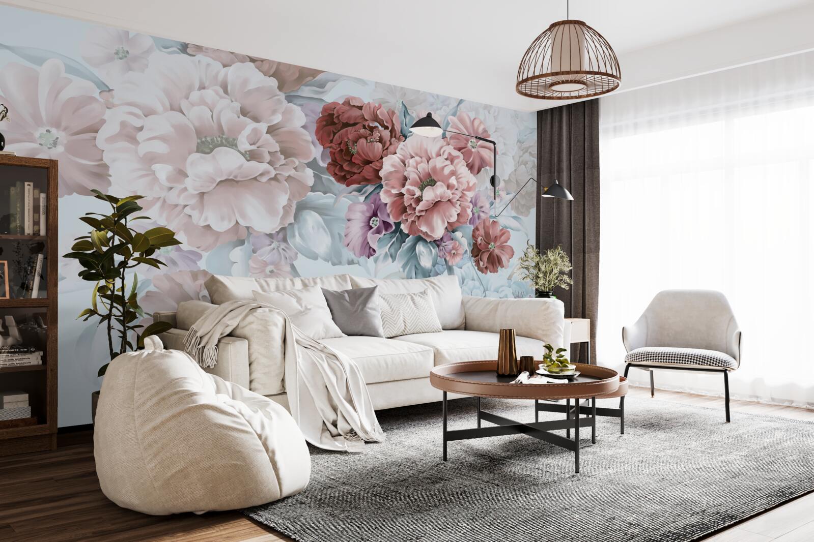 Fotobehang pioenrozentuin