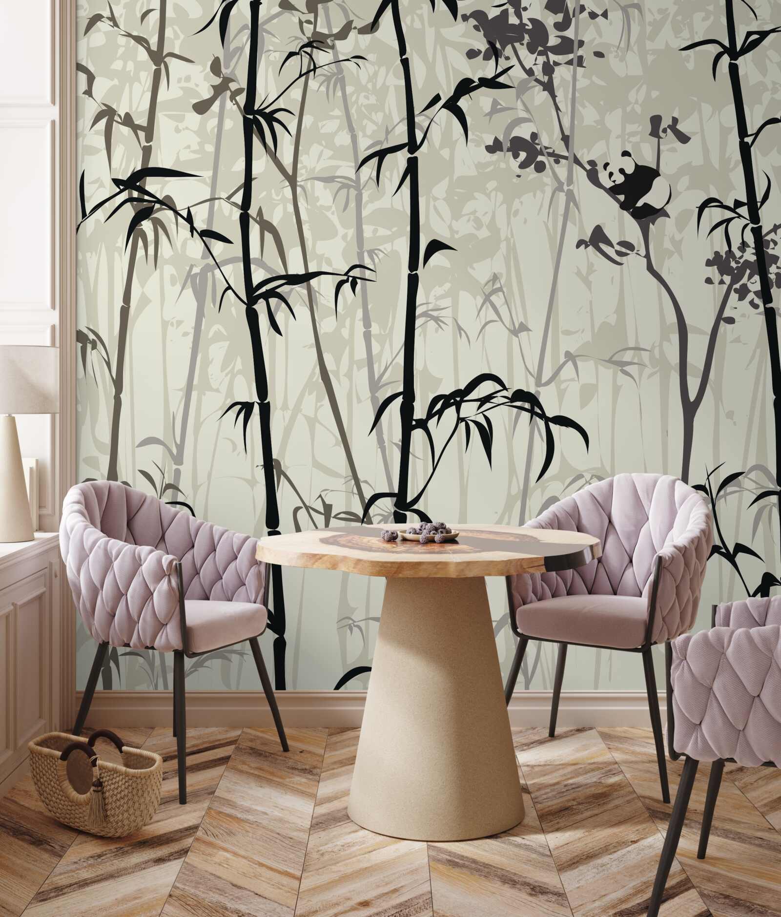 Fotobehang panda baby verstopt zich in het onkruid