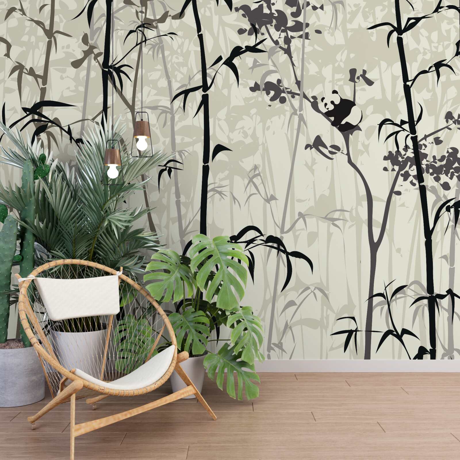 Fotobehang panda baby verstopt zich in het onkruid