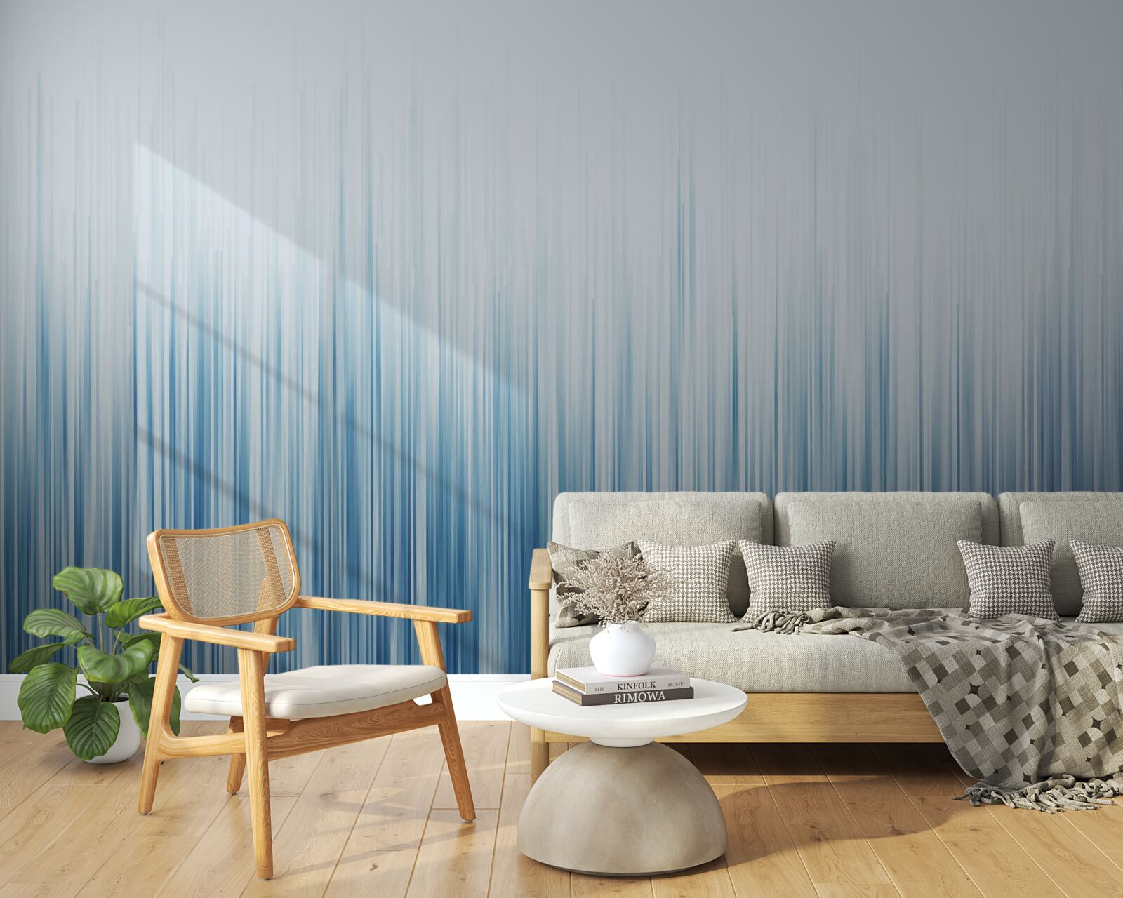 Fotobehang zware stortbui over het veld