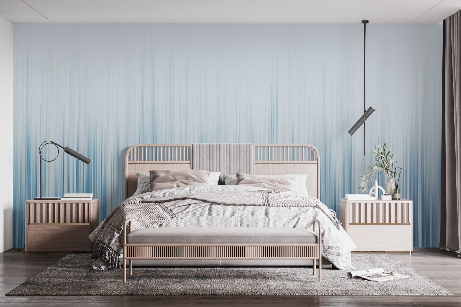 Fotobehang zware stortbui over het veld