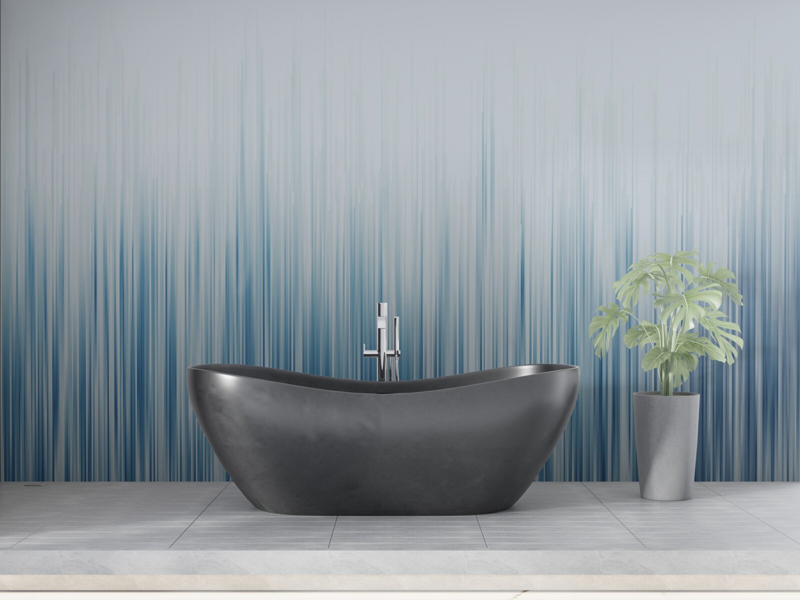 Fotobehang zware stortbui over het veld