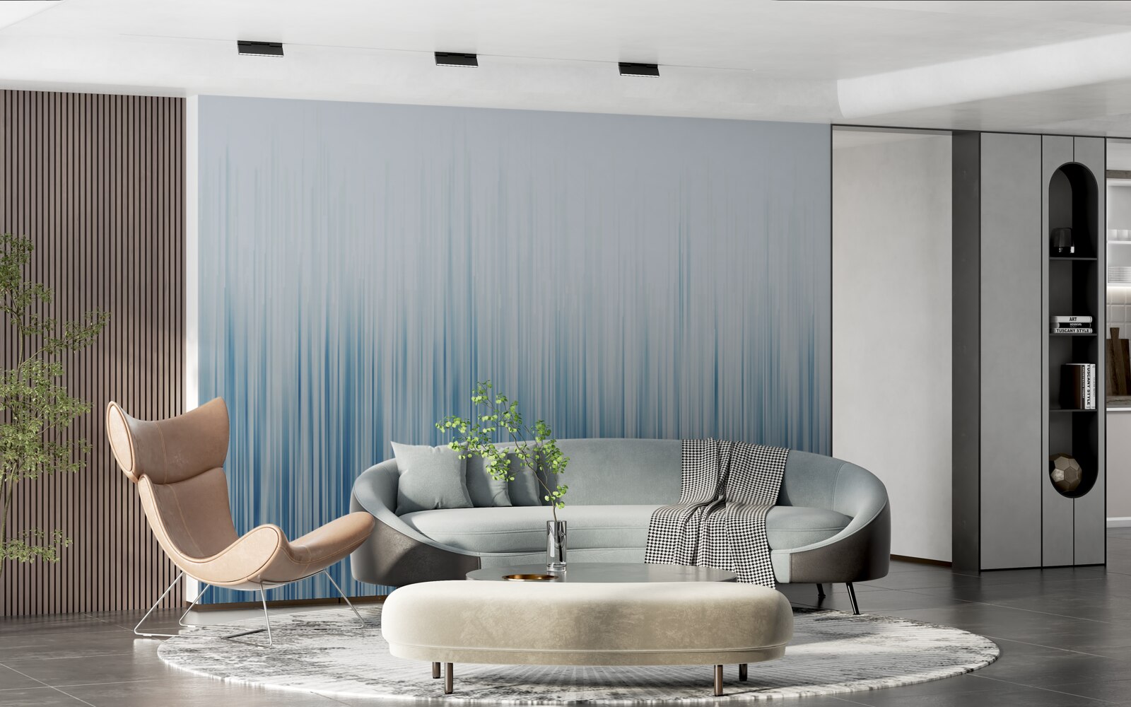 Fotobehang zware stortbui over het veld