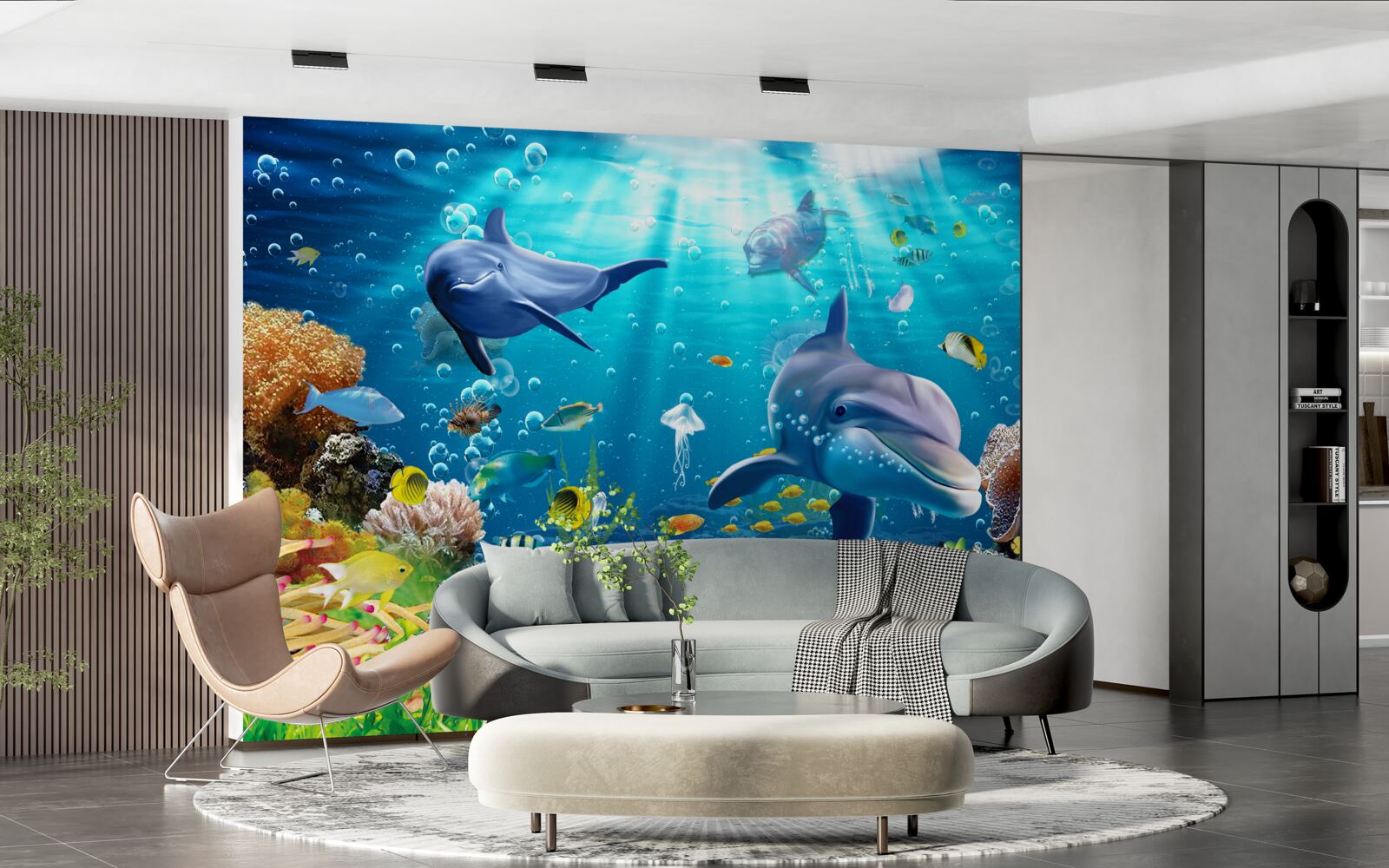 Fotobehang dolfijnen leven op de bodem van de zee