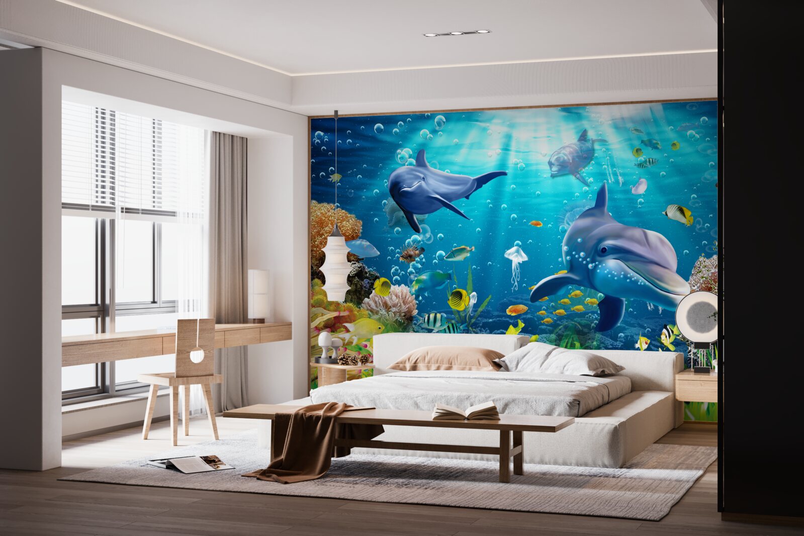 Fotobehang dolfijnen leven op de bodem van de zee