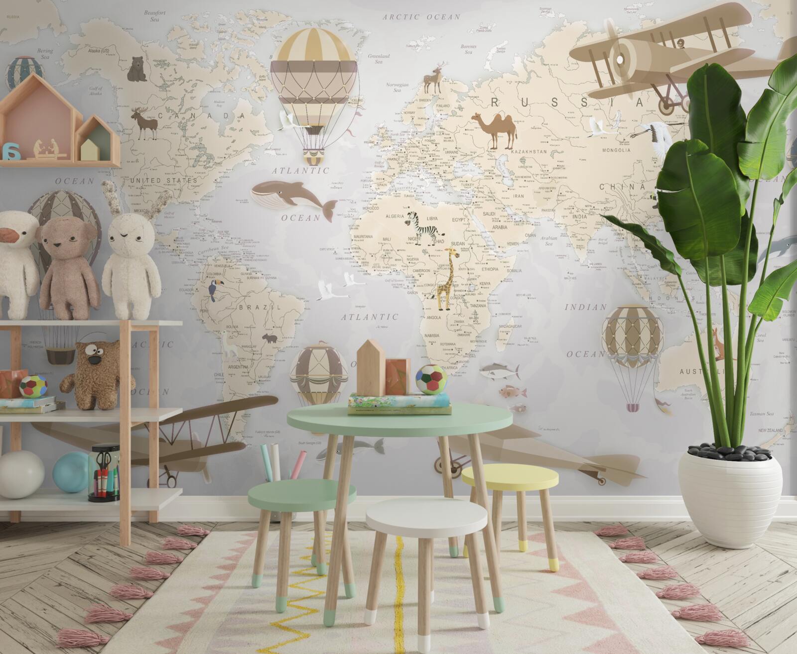 Fotobehang wereldkaart met maximaal detail