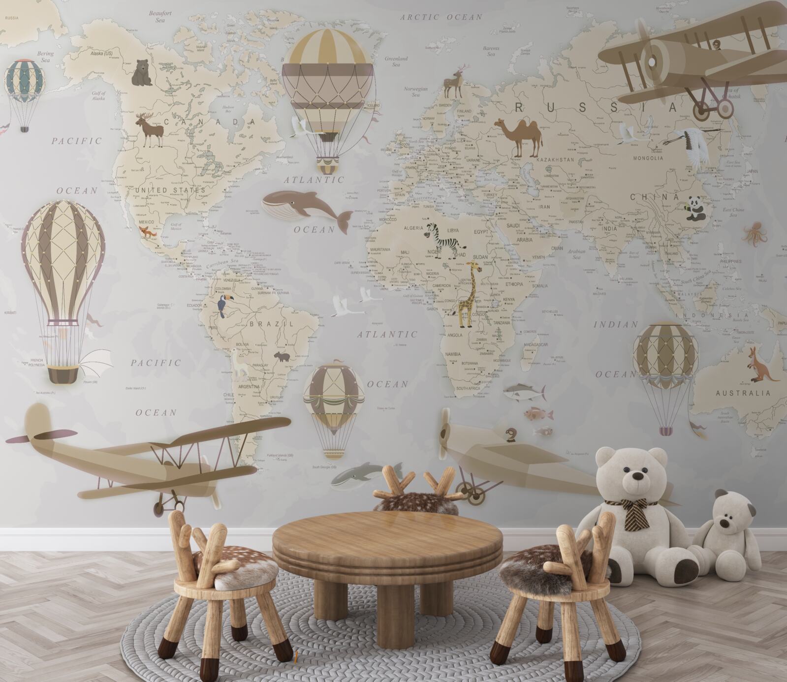 Fotobehang wereldkaart met maximaal detail