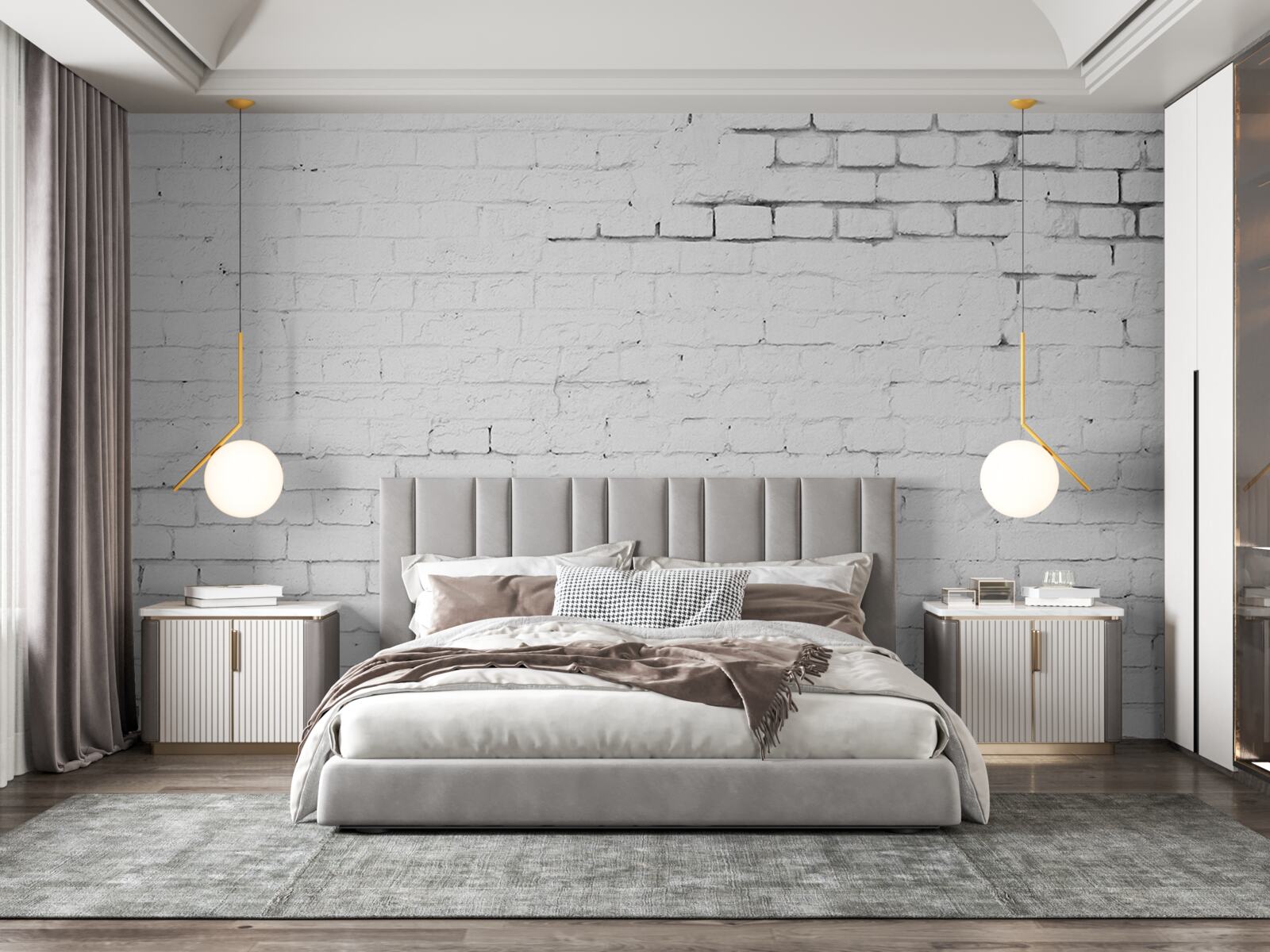 Fotobehang witsteen gevelbekleding structuur