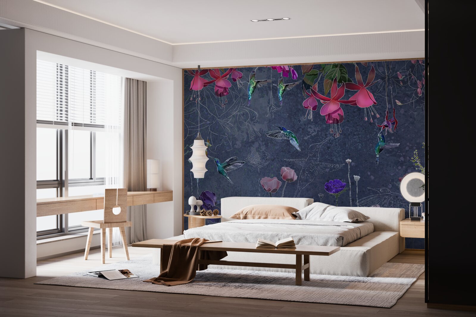 Fotobehang bloemennectar is een drankje voor kolibries