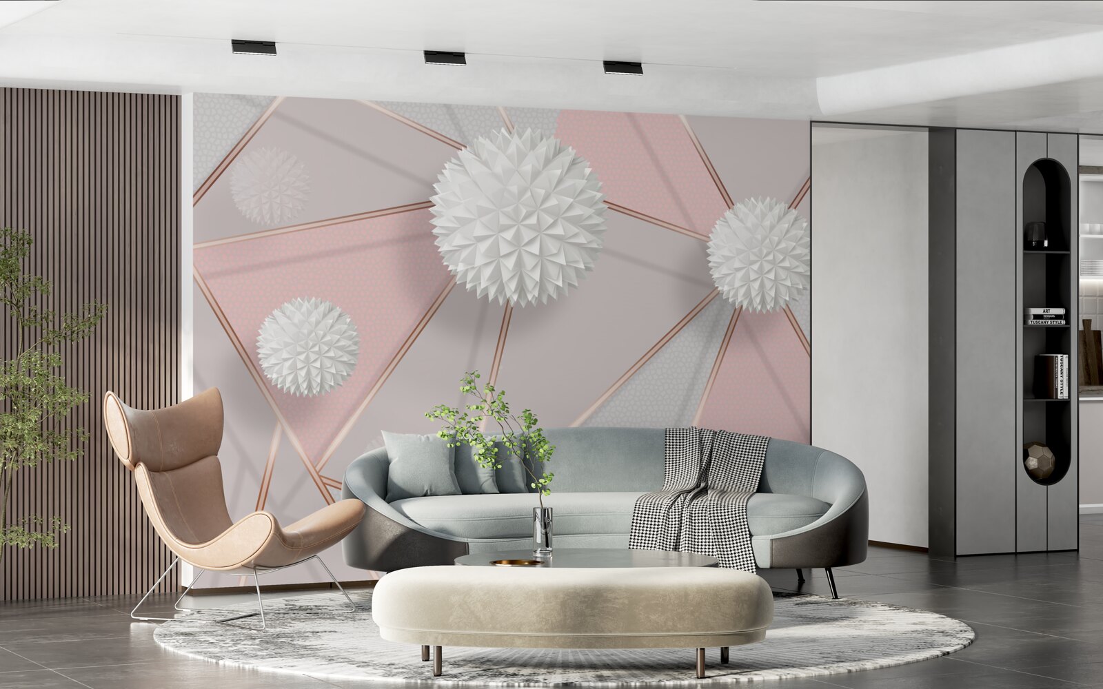 Fotobehang witte ballen op een geurige achtergrond