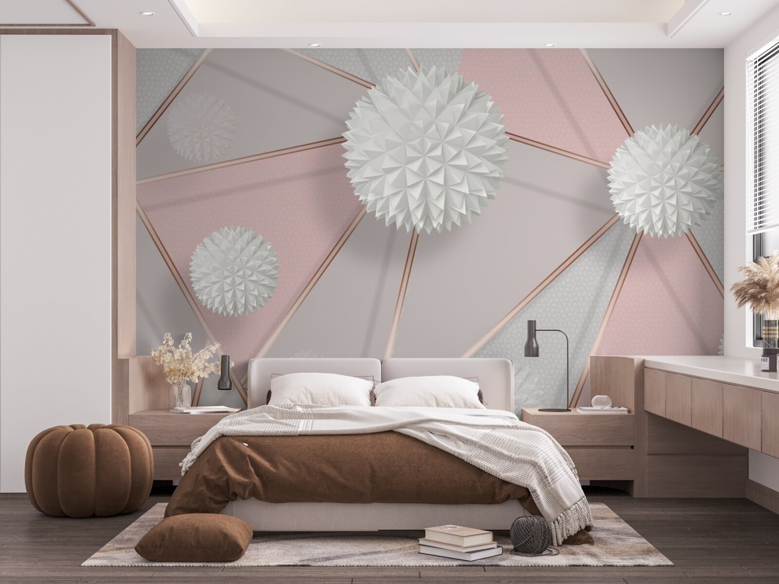 Fotobehang witte ballen op een geurige achtergrond