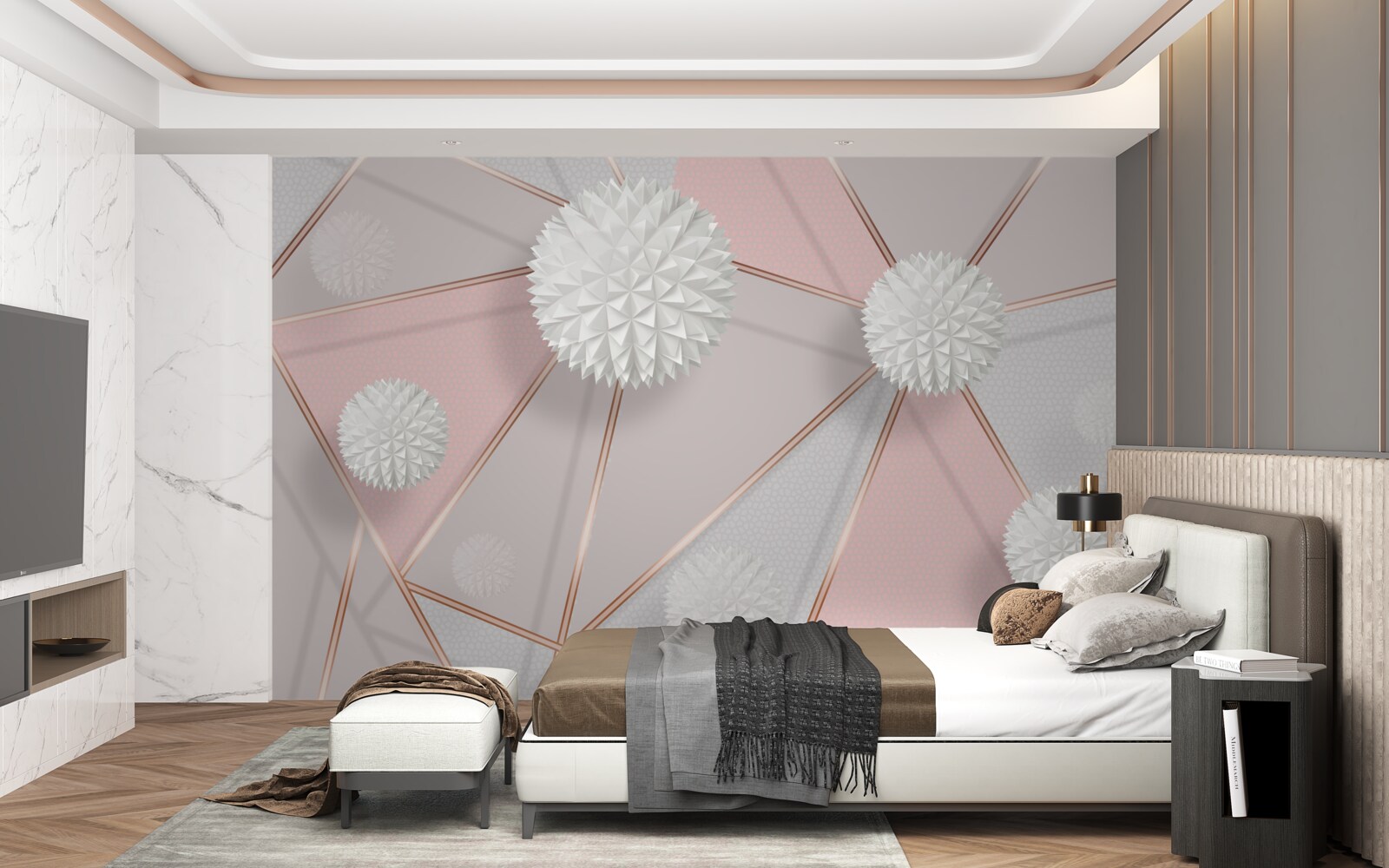 Fotobehang witte ballen op een geurige achtergrond