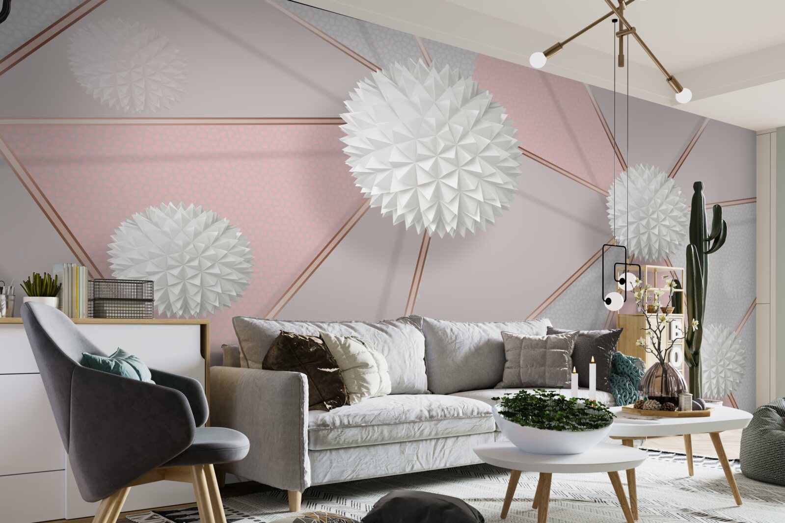 Fotobehang witte ballen op een geurige achtergrond