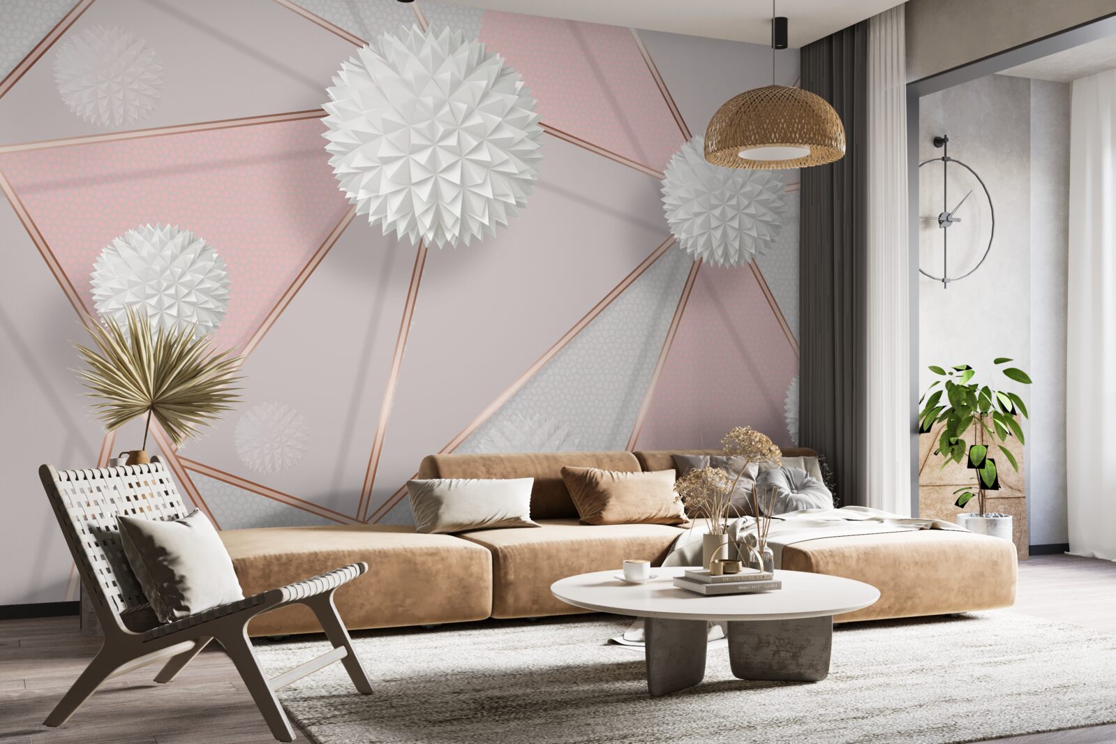 Fotobehang witte ballen op een geurige achtergrond