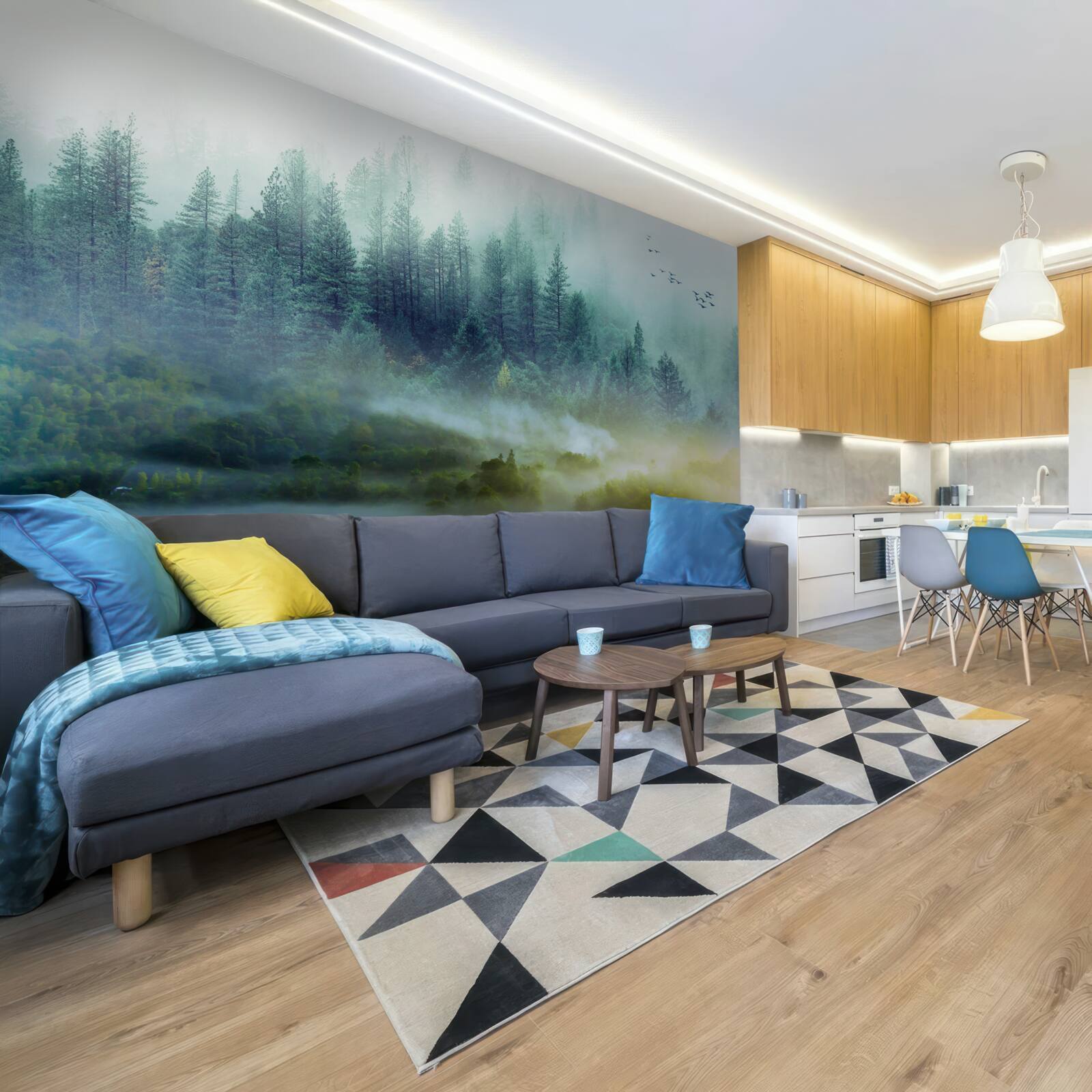 Fotobehang betoverende stilte in de mistige bossen