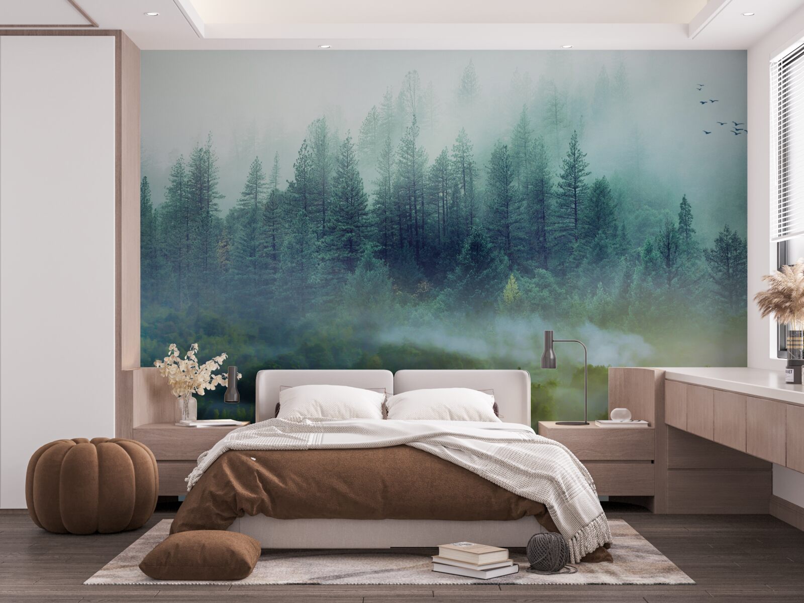 Fotobehang betoverende stilte in de mistige bossen