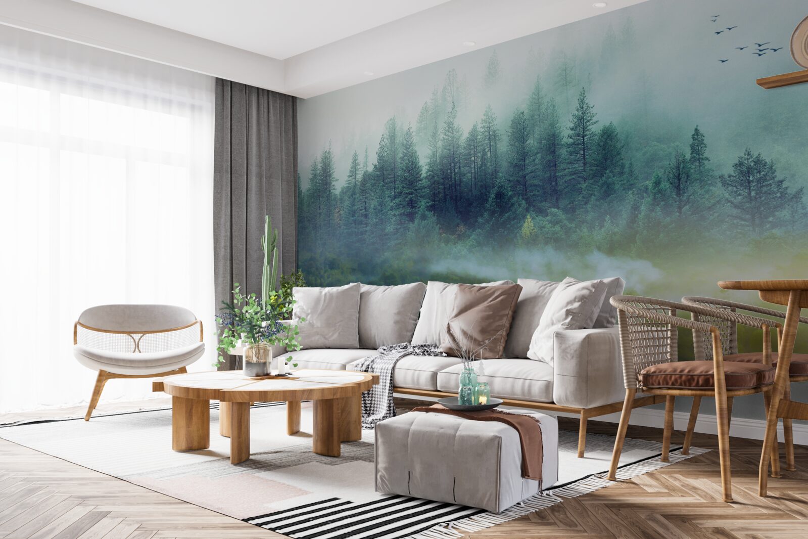 Fotobehang betoverende stilte in de mistige bossen