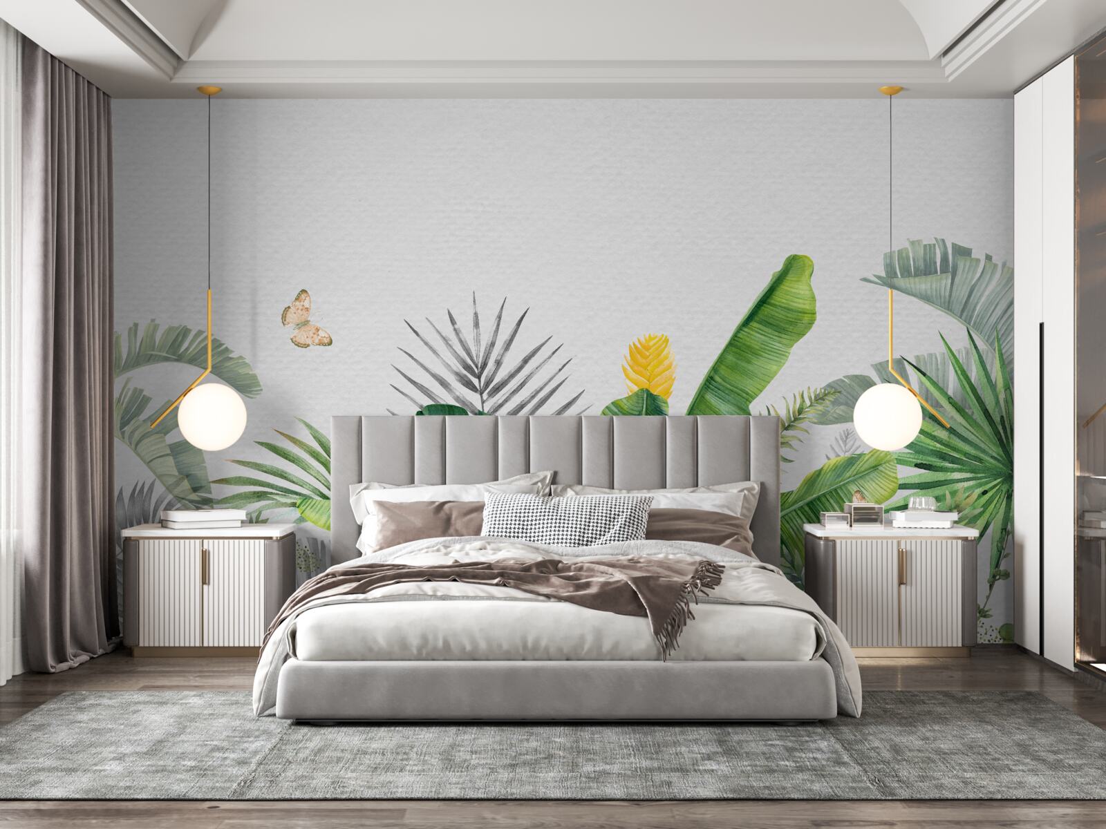 Fotobehang tropische flora op een lichte achtergrond