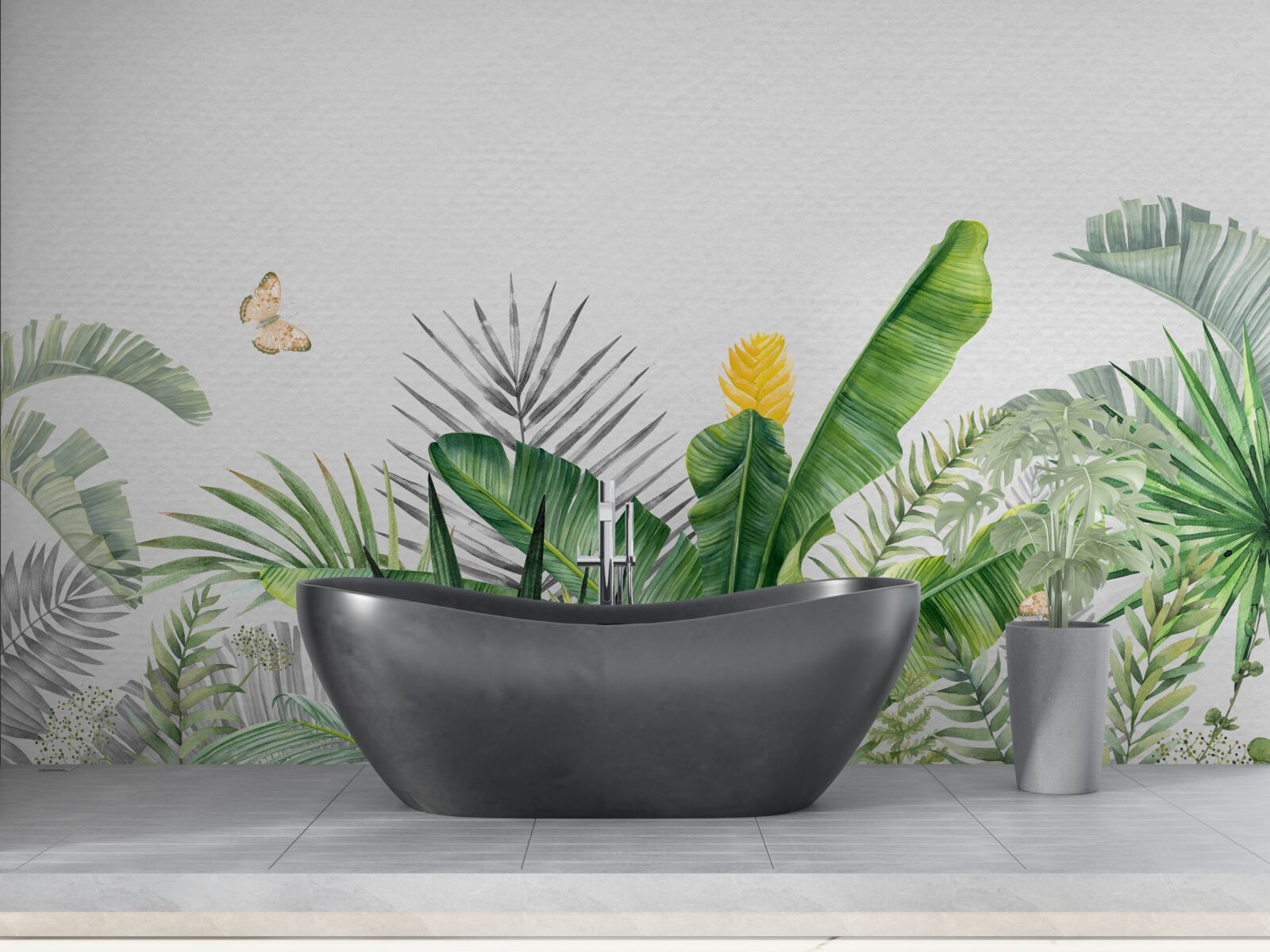 Fotobehang tropische flora op een lichte achtergrond