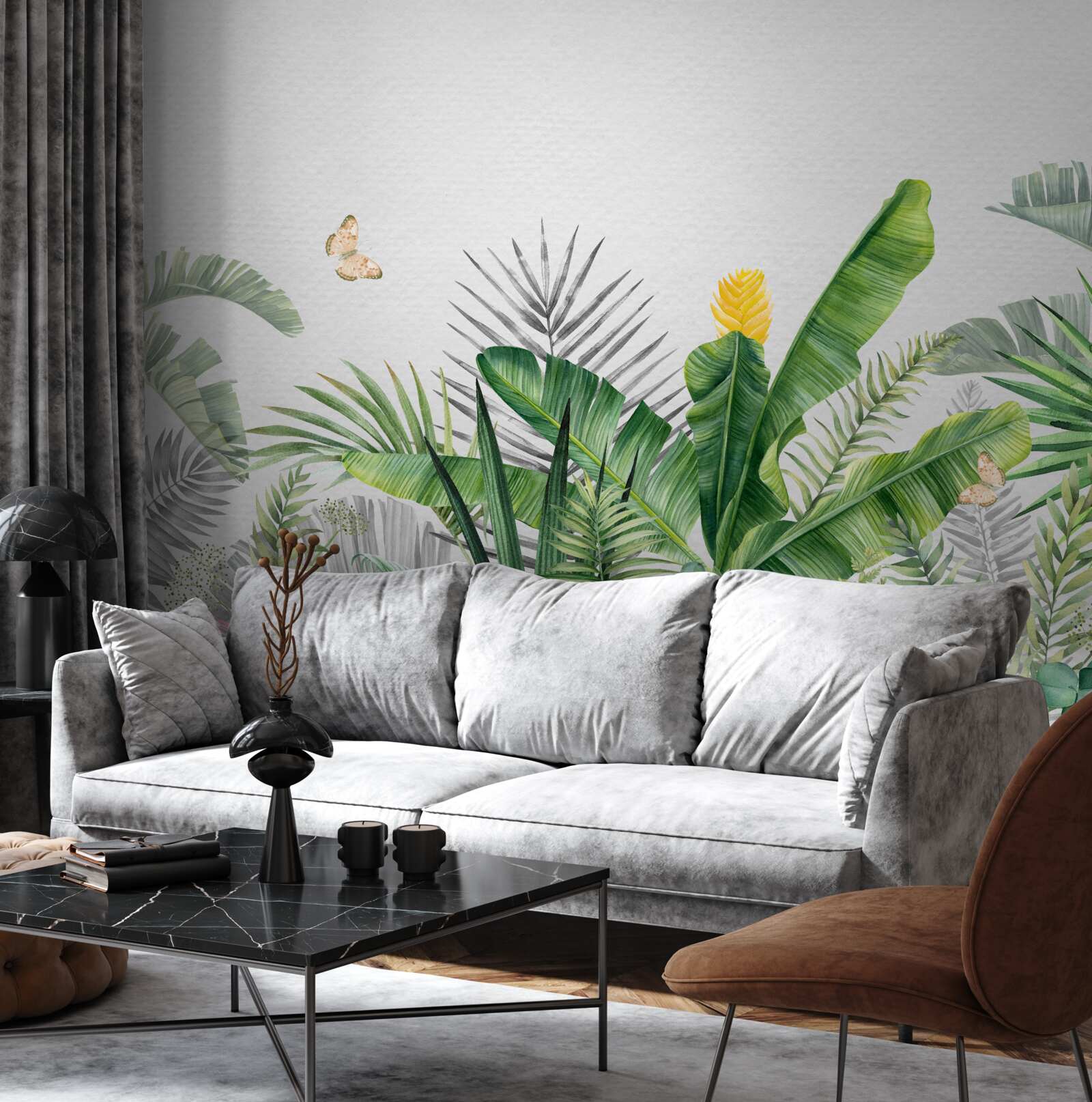 Fotobehang tropische flora op een lichte achtergrond