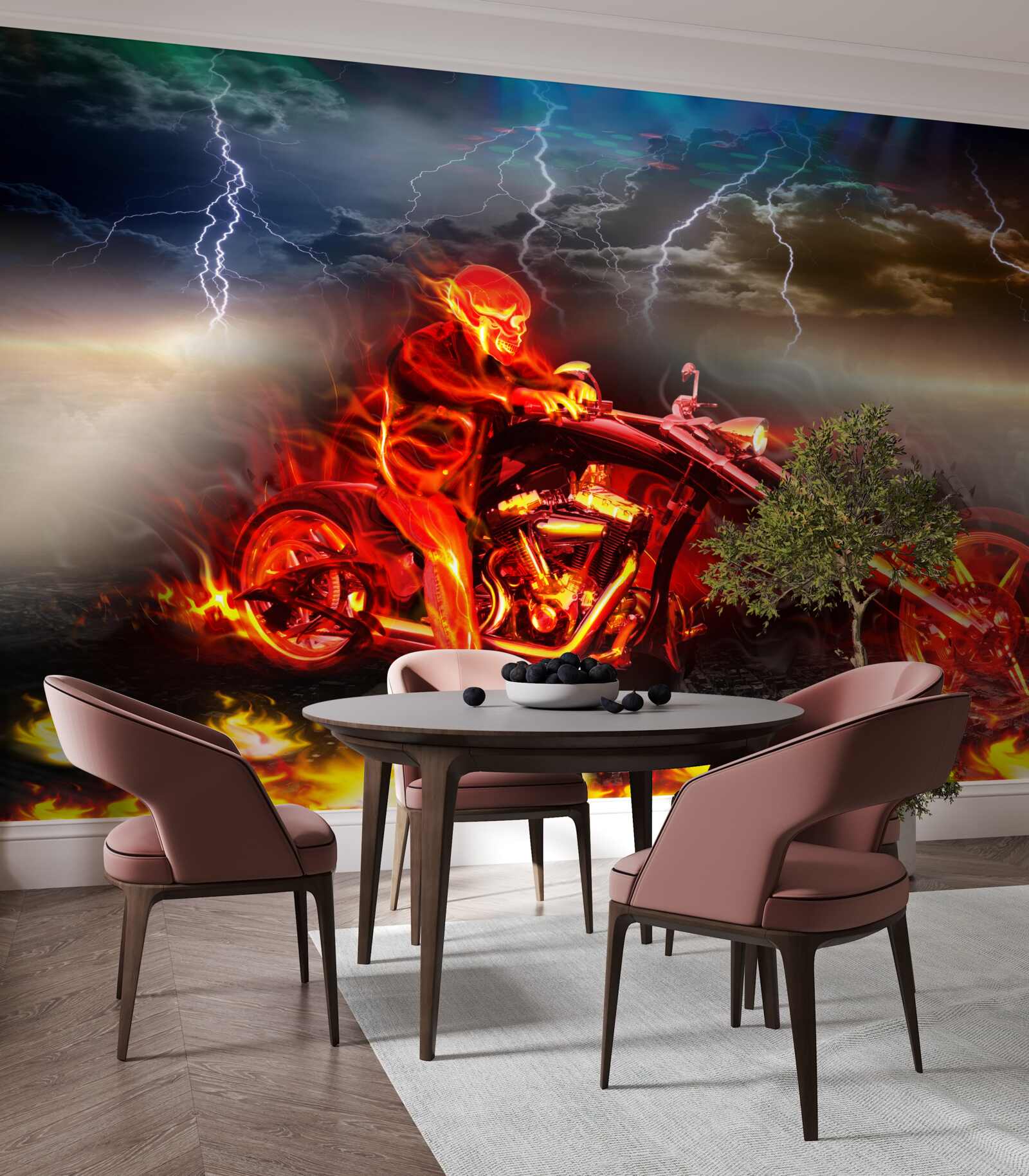 Fotobehang fietser in vlammen