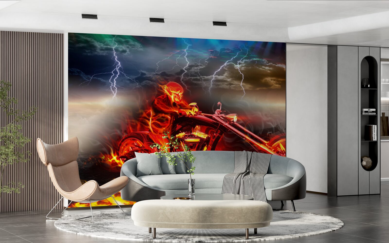 Fotobehang fietser in vlammen