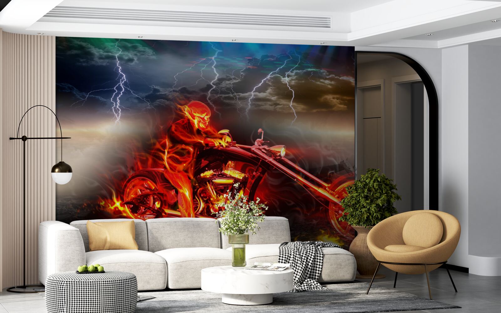 Fotobehang fietser in vlammen