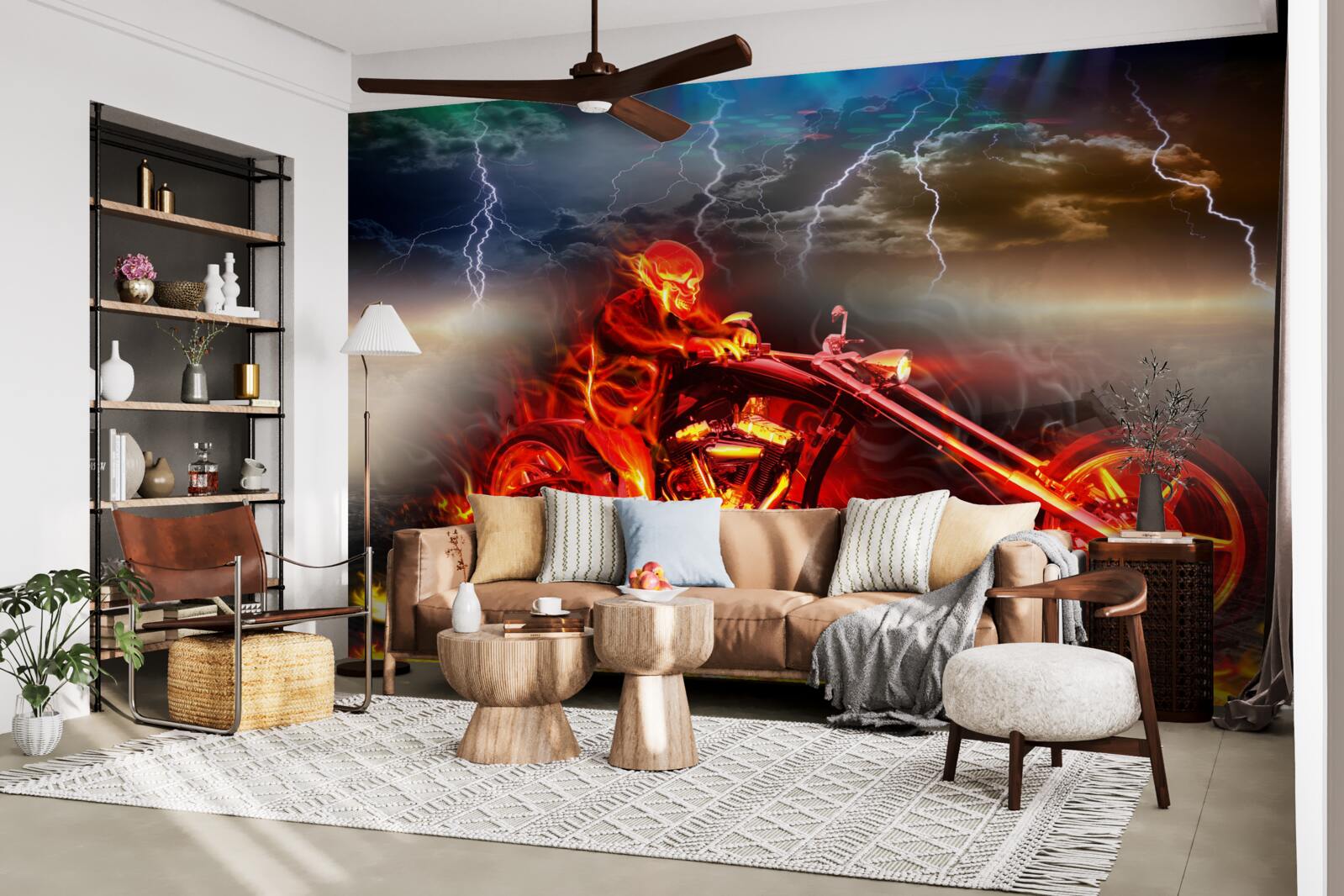 Fotobehang fietser in vlammen