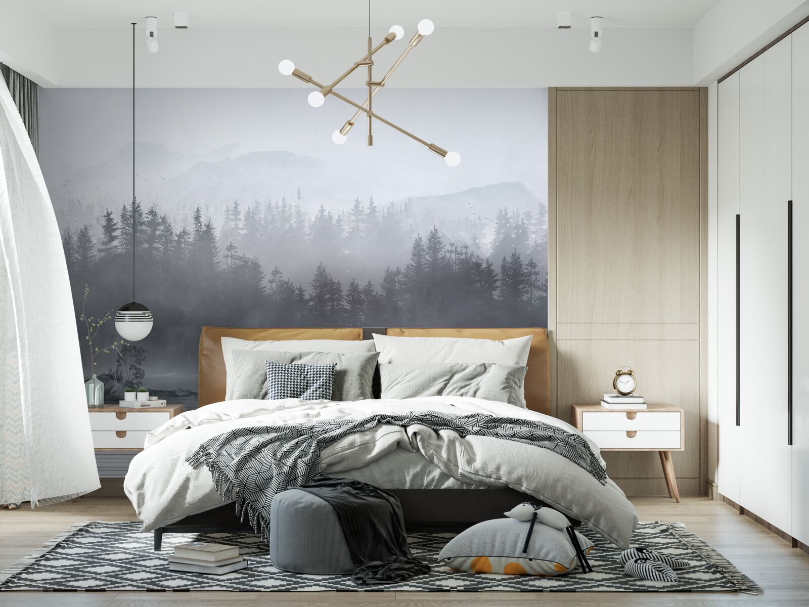 Fotobehang Kraanvogel woont alleen op een rots in het midden van een meer