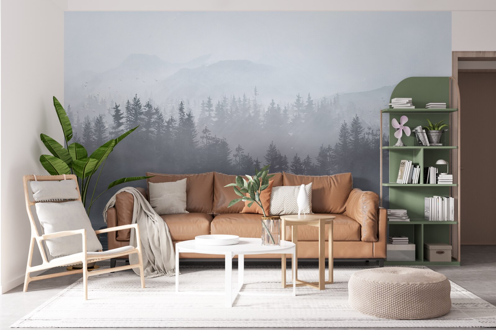 Fotobehang Kraanvogel woont alleen op een rots in het midden van een meer